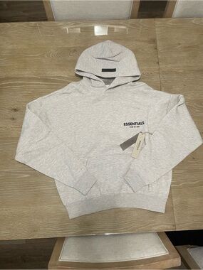 Fear of God Essentials Light Gray Logo Hoodie